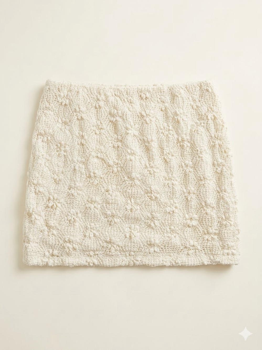 Bershka Cream Floral Bobble Knit Mini Skirt